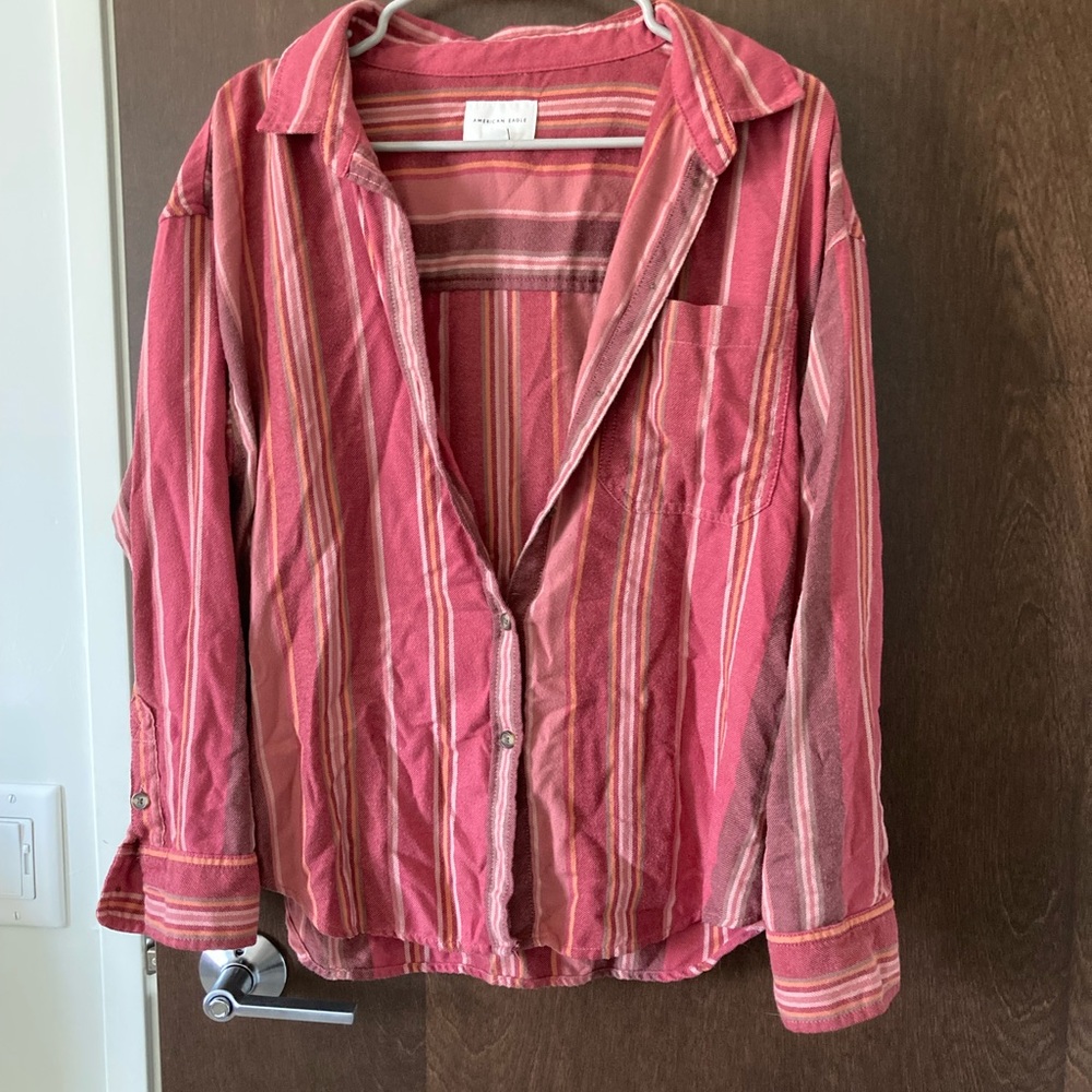 American Eagle Outfitters Pink Button Down Shirt